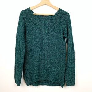 Cashmeritaly Cable Knit Sweater Cashmere Silk Wool Blend Green Blue Sz Medium